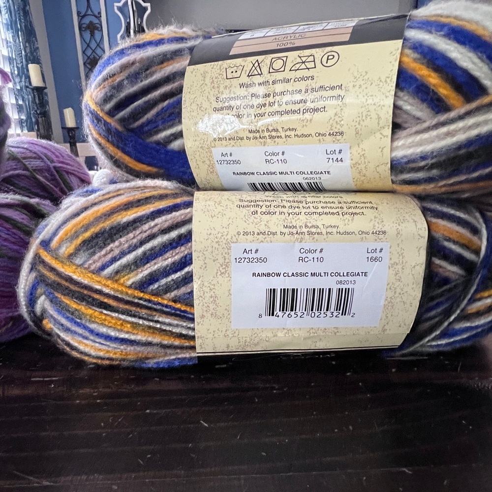 Rainbow classic purl essence Acrylic Yarn collegiate blue yellow 3 skeins - Picture 2 of 5